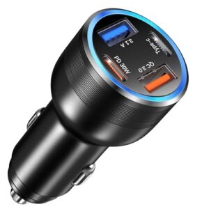 65w usb c car charger, bangfun 4 port cigarette lighter adapter qc/pd 30w fast charging dual 12v usb car phone charger power adapter plug for iphone 16 15 14 13 12 ipad pro,samung s24(black)