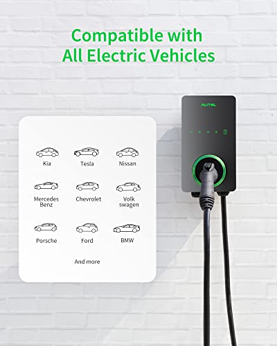 autel home smart electric vehicle (ev) charger up to 50amp, 240v, indoor/outdoor car charging station with level 2, wi fi and bluetooth enabled evse, 25 foot cable(dark gray)