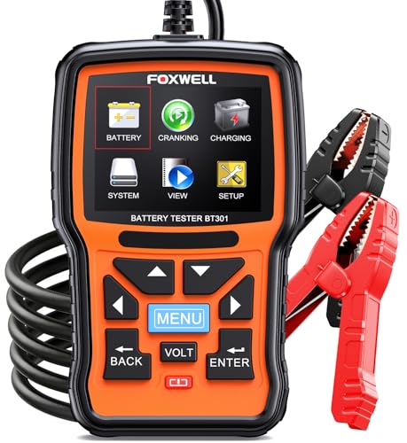 car battery tester 12v, foxwell bt301 battery load tester 100 2000cca automotive battery tester digital alternator starter tester cranking charging tester for car marine truck suv atv (upgraded bt100)