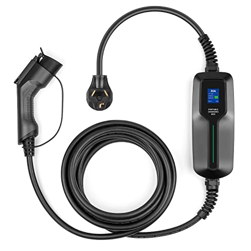 ev charger level 2,(nema 10 30, 30a/25ft,6.6kw) portable electric vehicle charging station for electric and hybrid vehicles