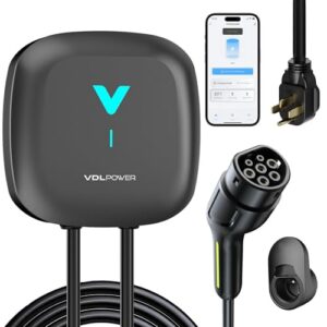 level 2 ev charger 48a/11.5kw wall ev charger, indoor/outdoor car charging station with nema 14 50 plug, 24ft j1772 cable, wi fi and bluetooth enabled evse, smart car charging station