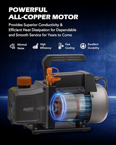 orion motor tech vacuum pump, 4 cfm 1/3 hp hvac single stage vacuum pump for r12 r22 r134a r410a r502, auto ac vacuum pump kit for automotive air conditioner resin degassing & more, oil included