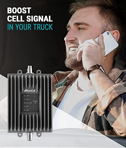 surecall fusion2go otr cell phone signal booster for trucks, work vans, fleets, boosts 5g/4g lte, verizon at&t sprint t mobile, large vehicle rv trailer, multi user, fcc approved, usa company