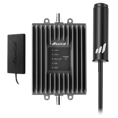 surecall fusion2go otr cell phone signal booster for trucks, work vans, fleets, boosts 5g/4g lte, verizon at&t sprint t mobile, large vehicle rv trailer, multi user, fcc approved, usa company